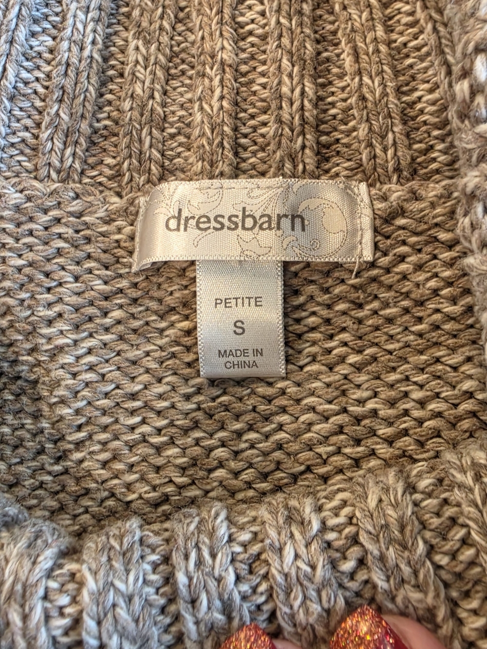 Dressbarn Petite S Sweater - Taupe Knit